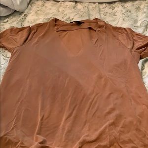 Caramel v neck cut out tee